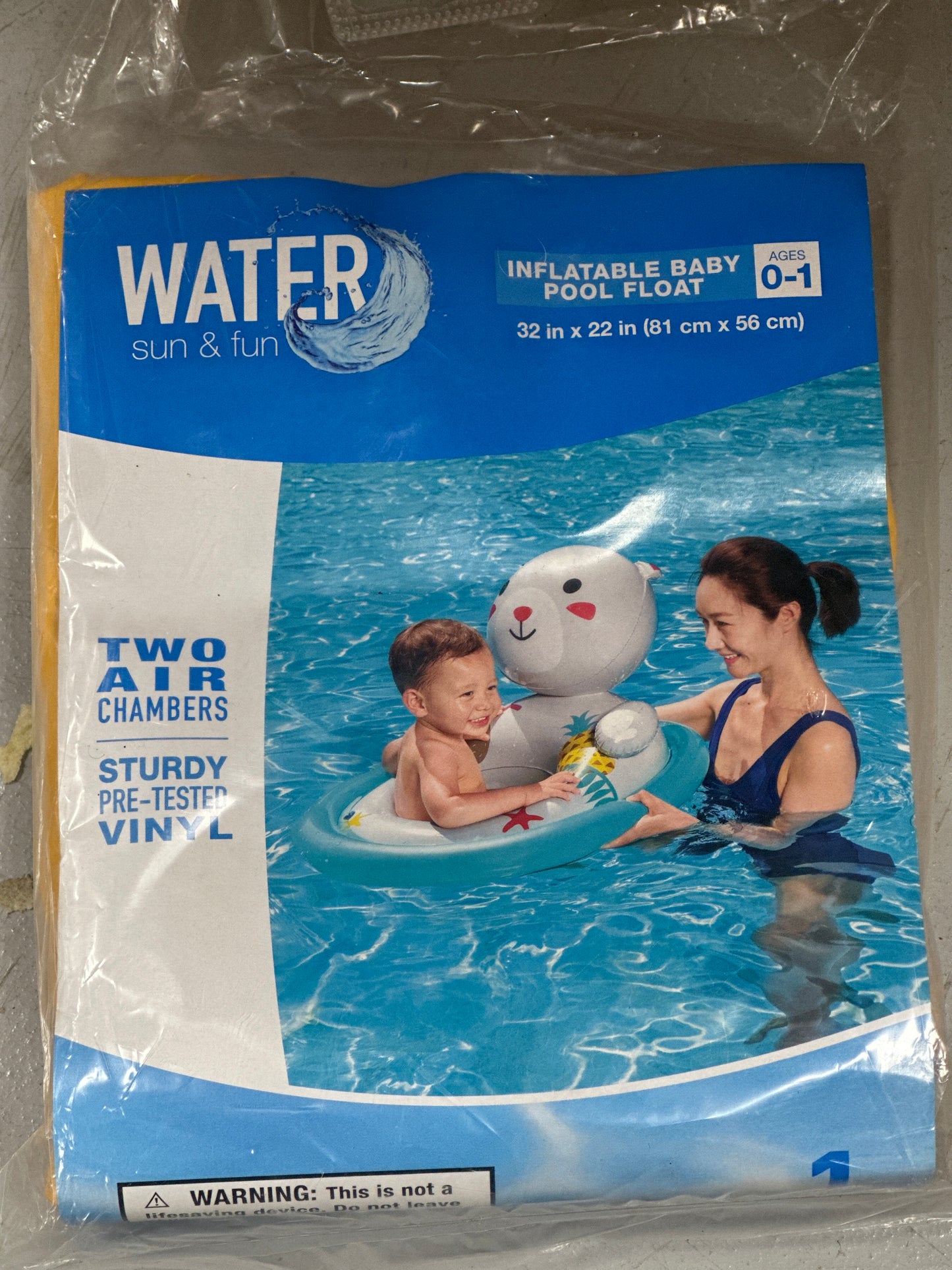 Water Sun & Fun Inflatable Baby Pool Float Cat Design Ages 0-1 Beach Toy NEW