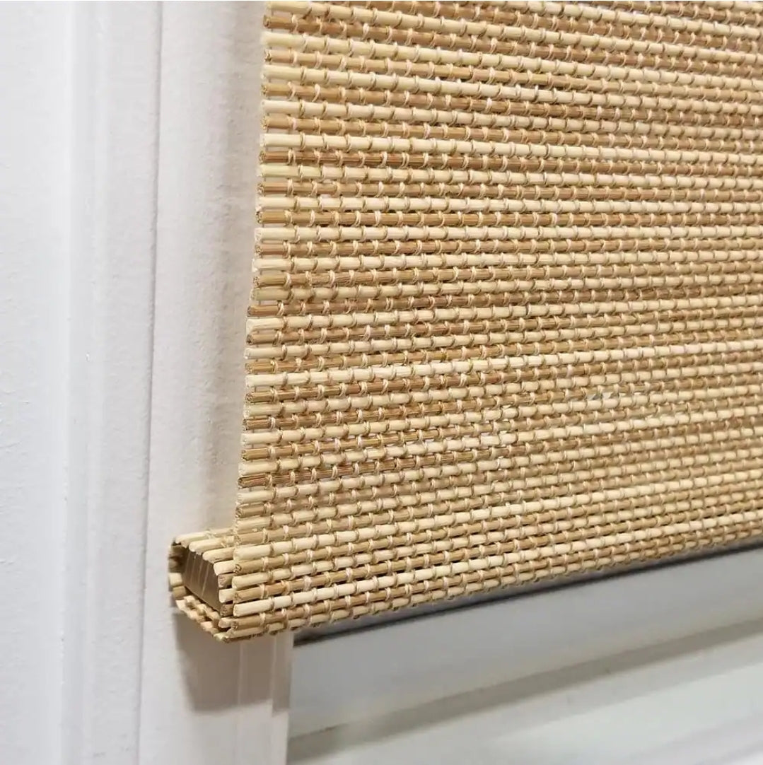 Modern Farmhouse Cut-to-Size Natural Multi-Weave Cordless Light-Filtering Bamboo Shade - 34 in. W x 72 in. L