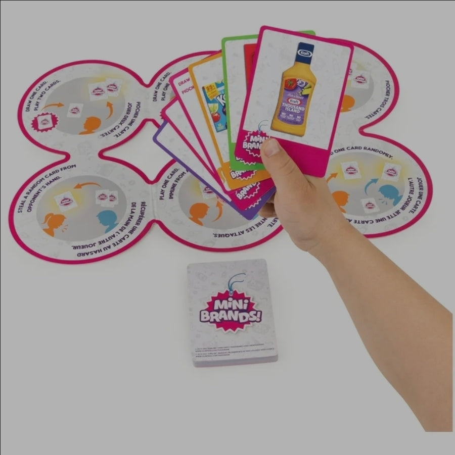 5 Surprise Mini Brands Supermarket Race Board Game by Spin Master, with 2 Collectible Movers for Kids 8 and up