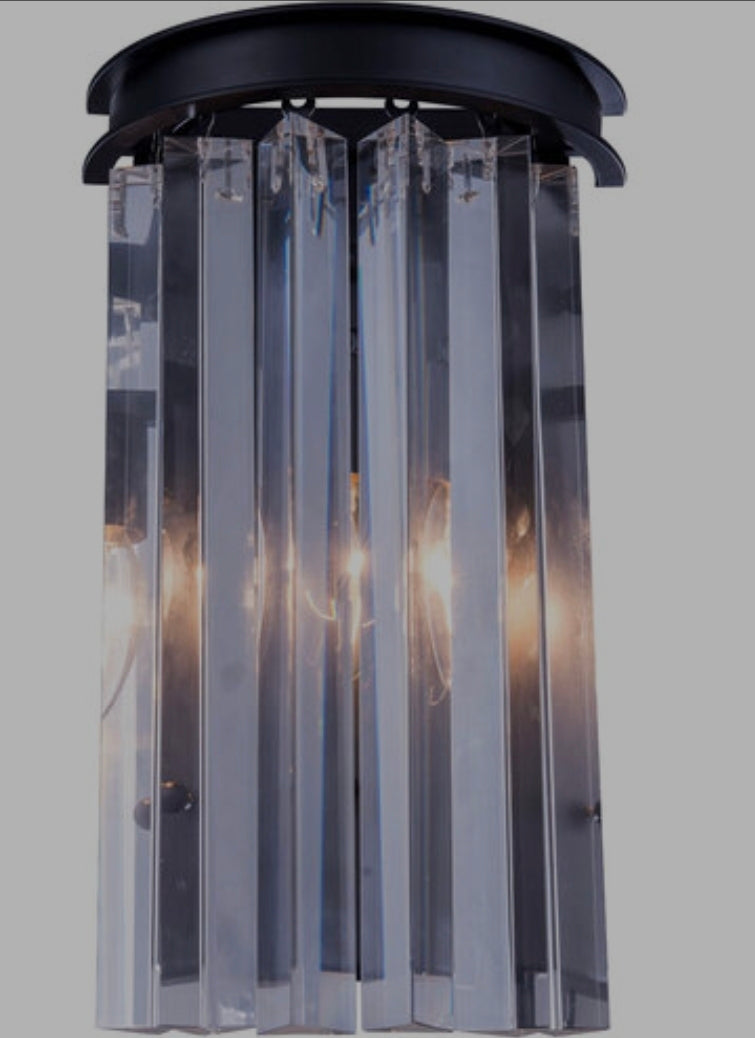 Elegant Lighting Sydney 2 Light 8 inch Matte Black Wall Sconce Wall Light in Clear, Urban Classic