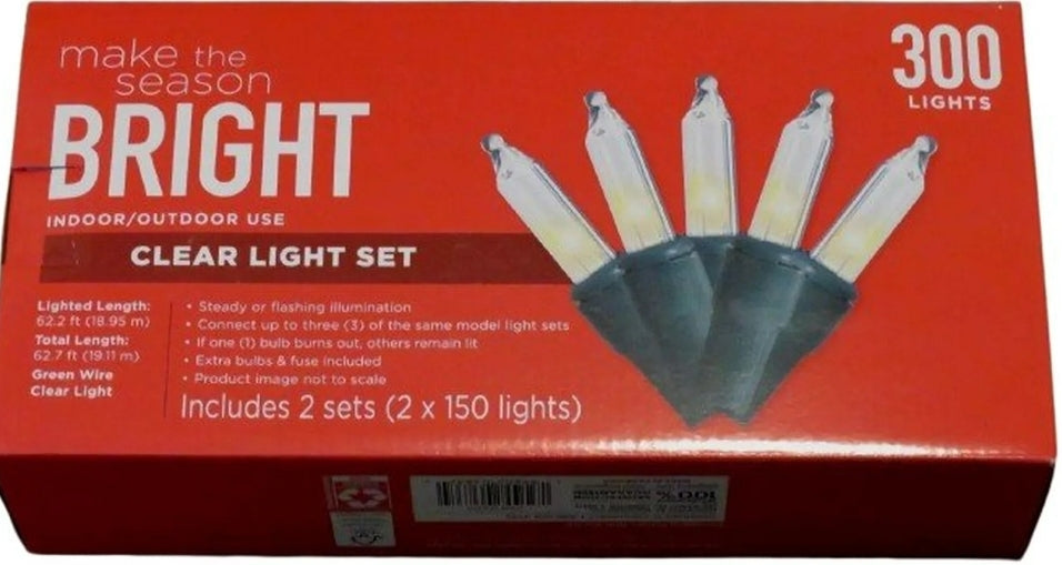 Clear Tree Lights - 300 Indoor/Outdoor String Lights Make the Season Bright