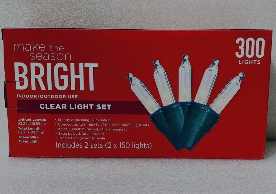Make The Season BRIGHT Indoor/Outdoor 300Ct Clear Light Set