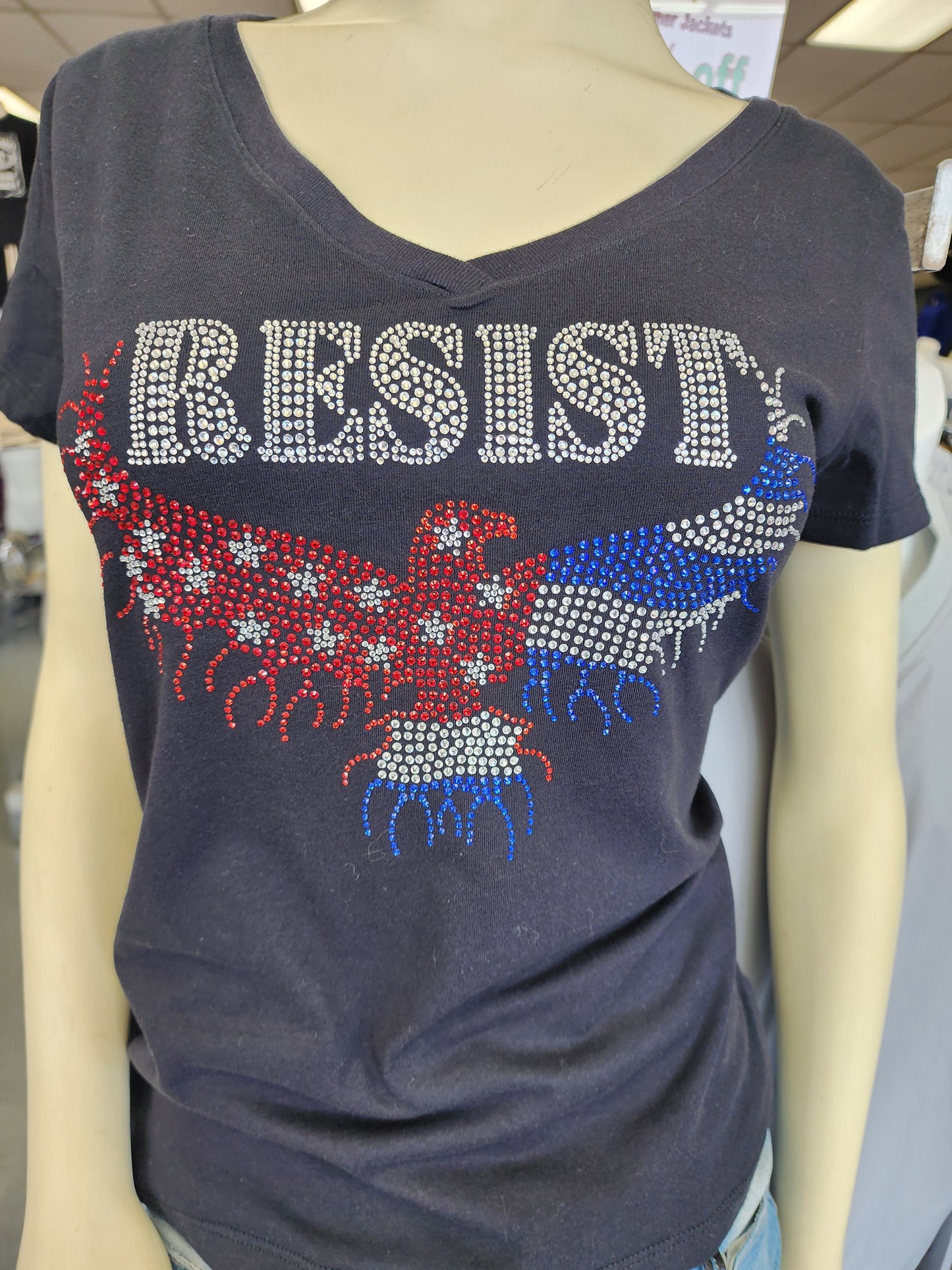 RESIST Eagle Crystal Design T Shirt