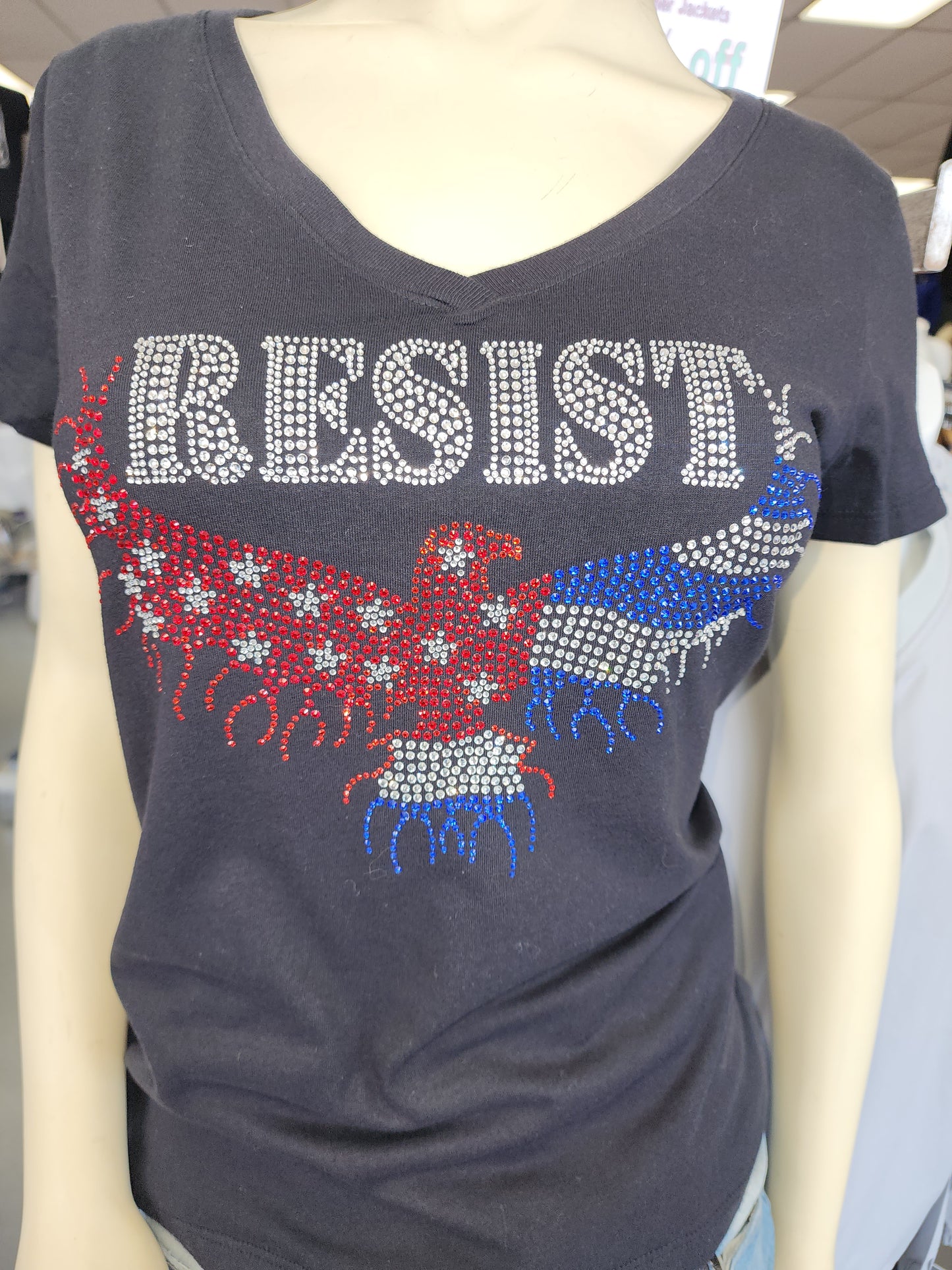 RESIST Eagle Crystal Design T Shirt