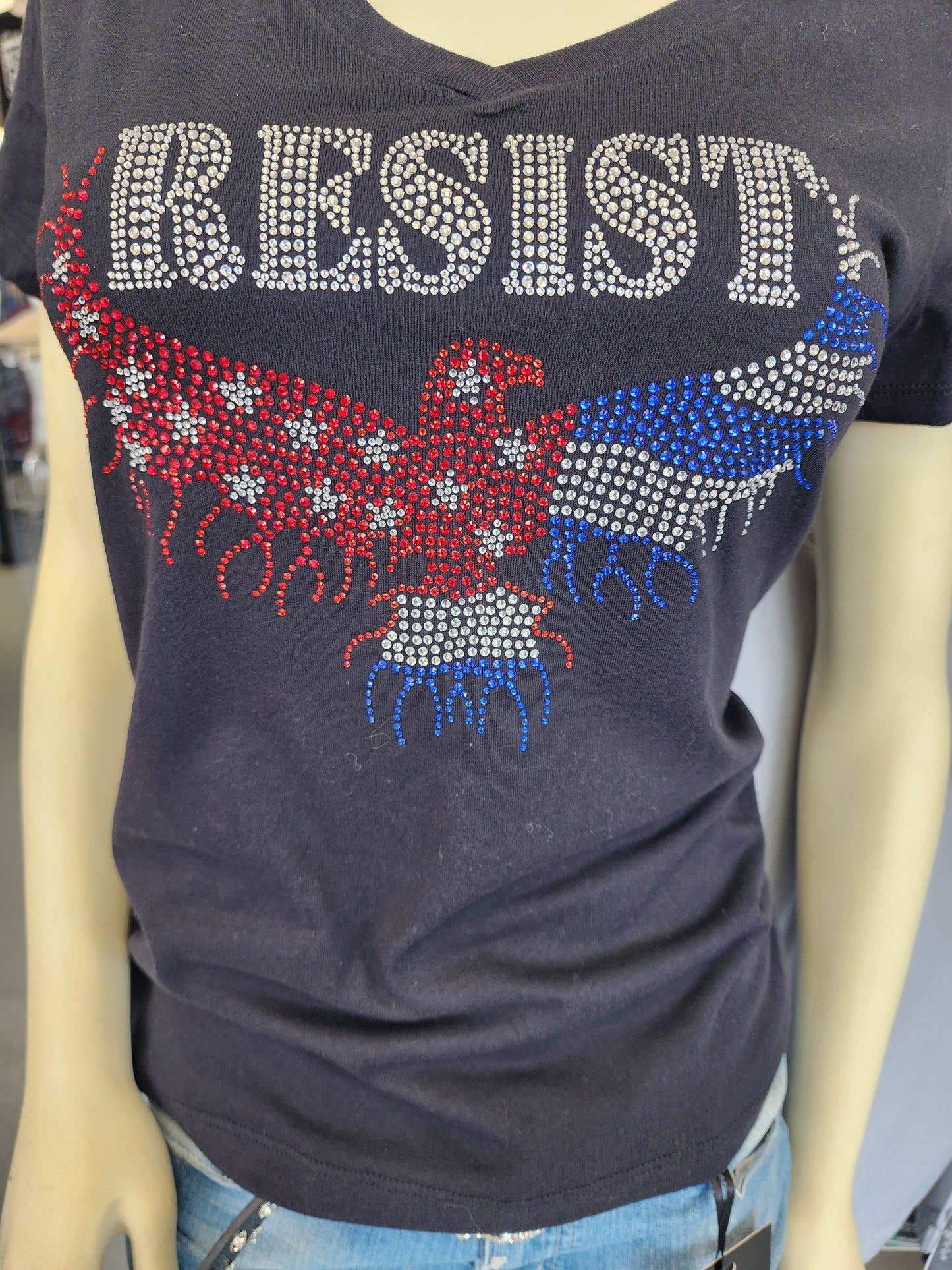 RESIST Eagle Crystal Design T Shirt