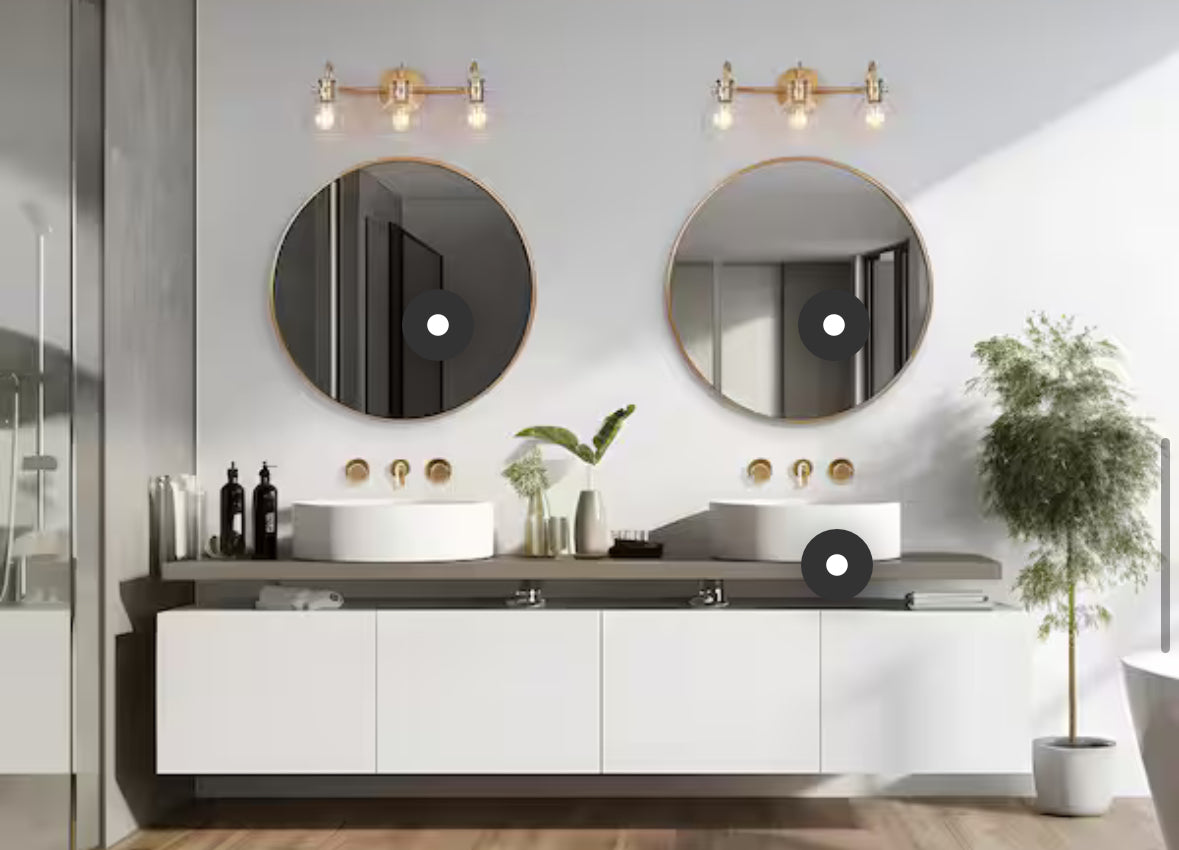 Robb Modern 3-Light Gold Bathroom Vanity Light Interior Powder Room Lighting with Clear Globe Shades