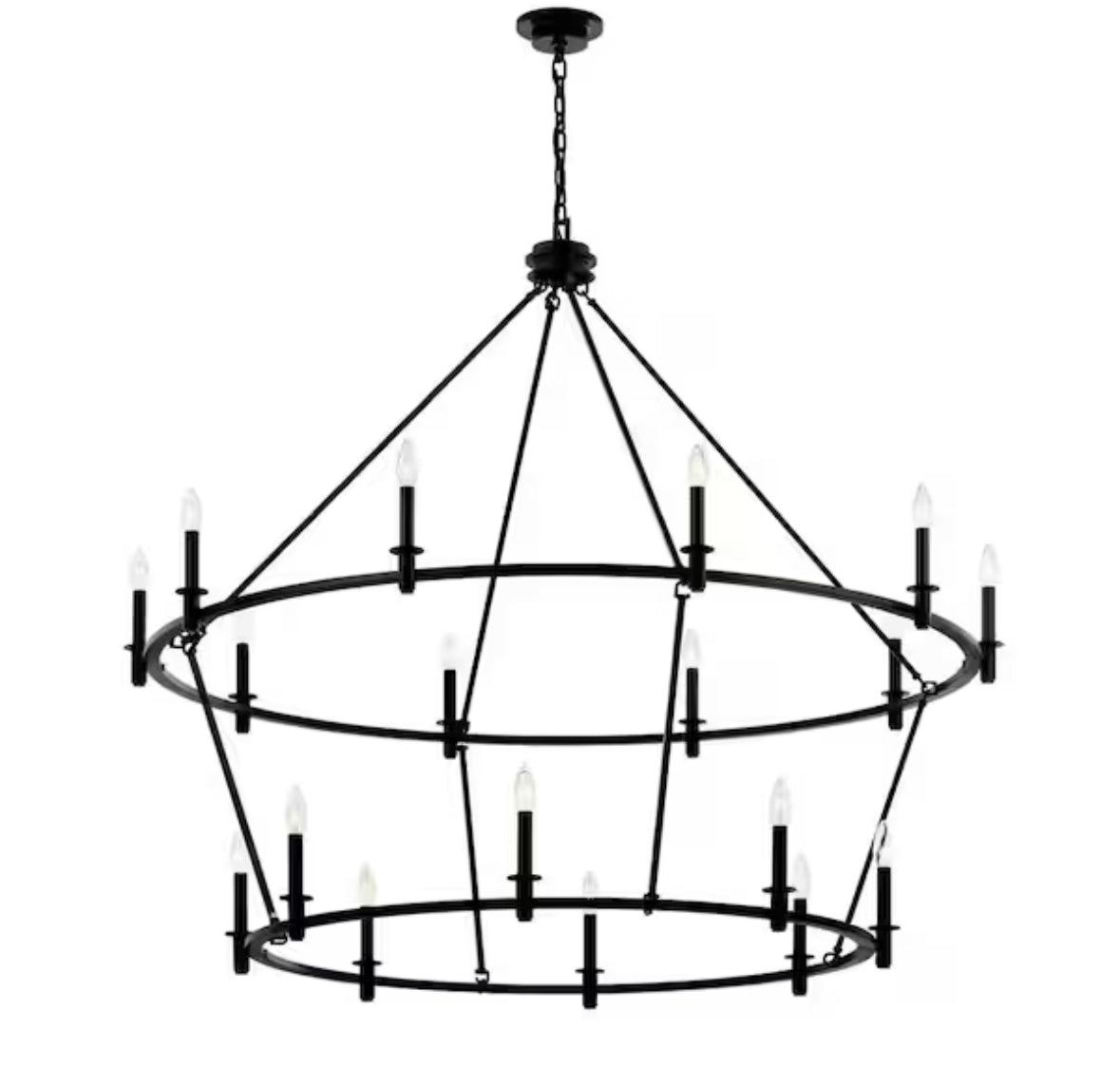 Carrick 54.25 in. 18-Light Black Traditional Candle Tiered Chandelier for Foyer