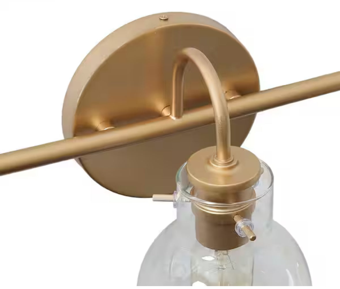 Robb Modern 3-Light Gold Bathroom Vanity Light Interior Powder Room Lighting with Clear Globe Shades