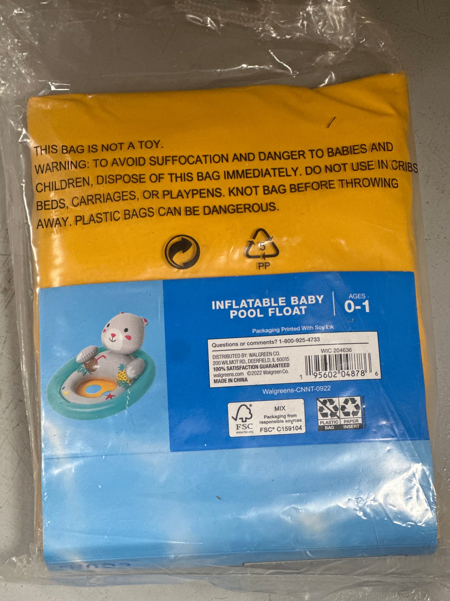 Water Sun & Fun Inflatable Baby Pool Float Cat Design Ages 0-1 Beach Toy NEW