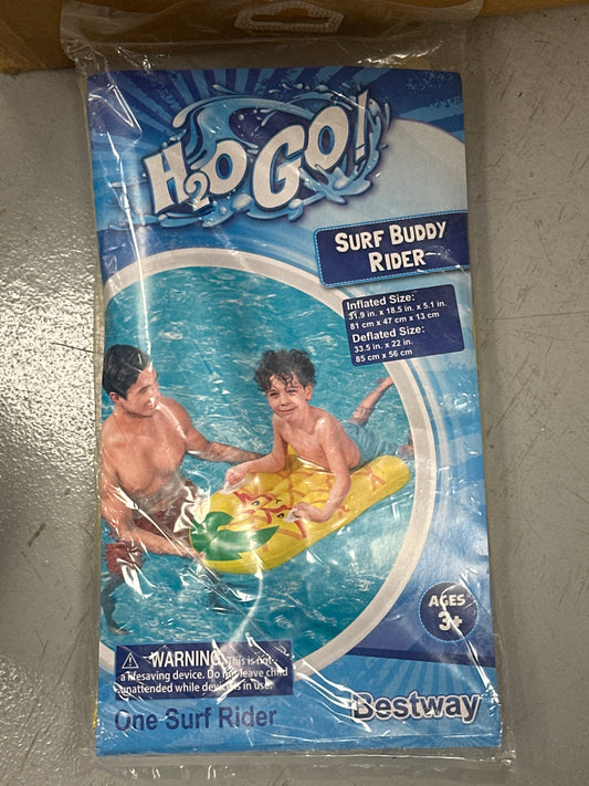 Pineapple Surf Buddy Rider H2O GO! Inflatable Boogie Board Ages 3+ 31.9" X 18.5"