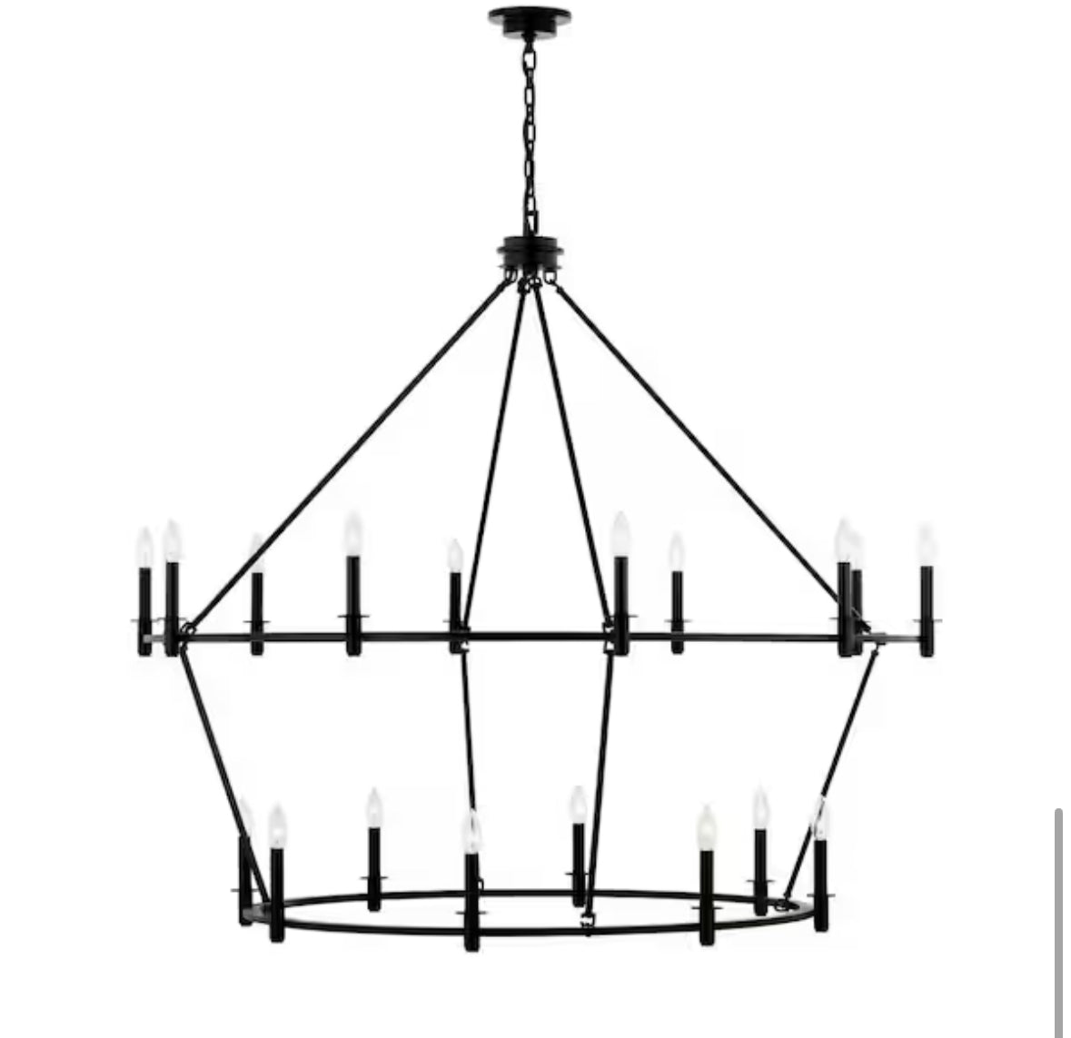 Carrick 54.25 in. 18-Light Black Traditional Candle Tiered Chandelier for Foyer