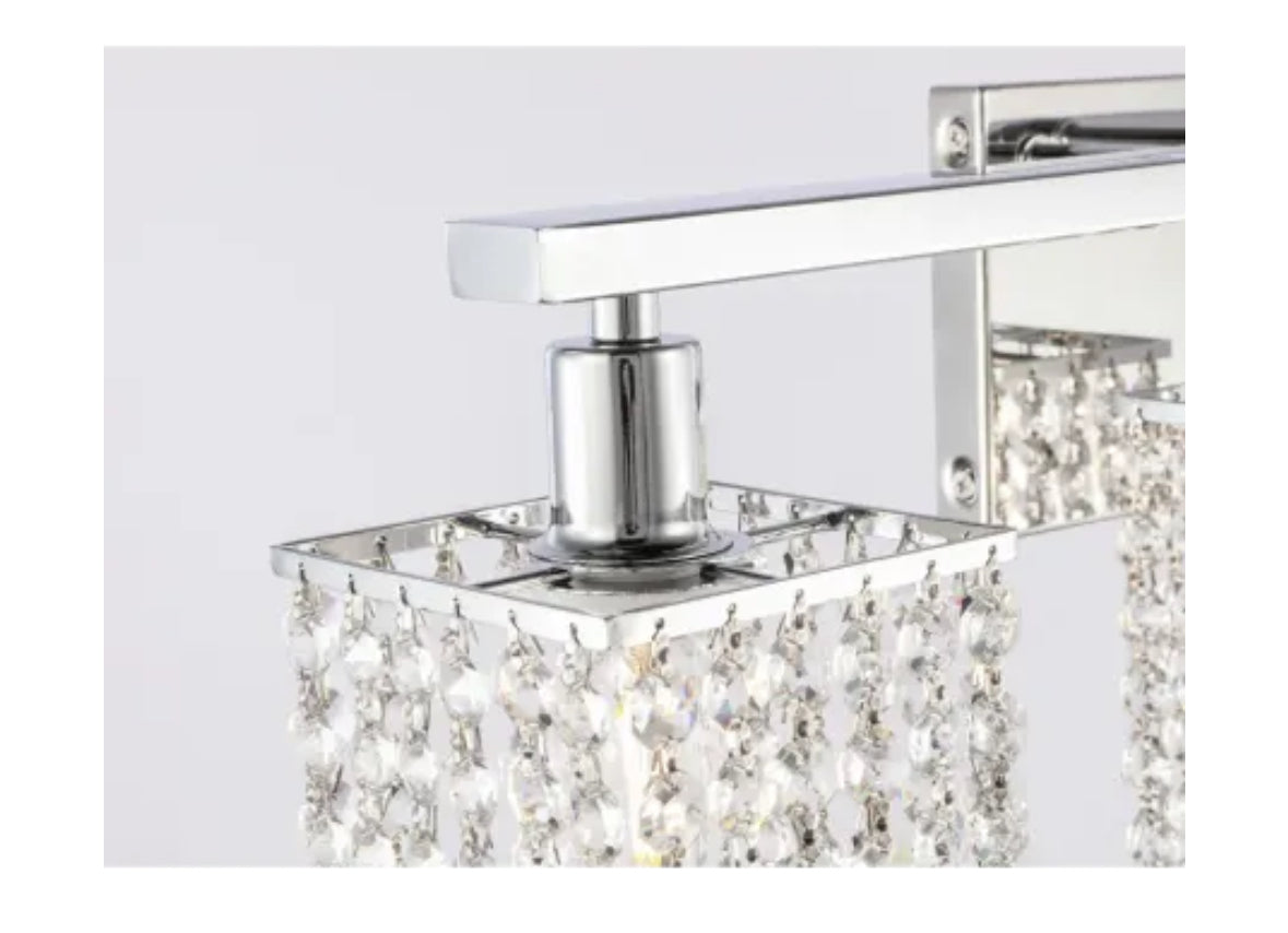 Elegant Lighting Phineas 3 Light 24" Wide Bathroom Vanity Light with Clear Royal Cut Crystals