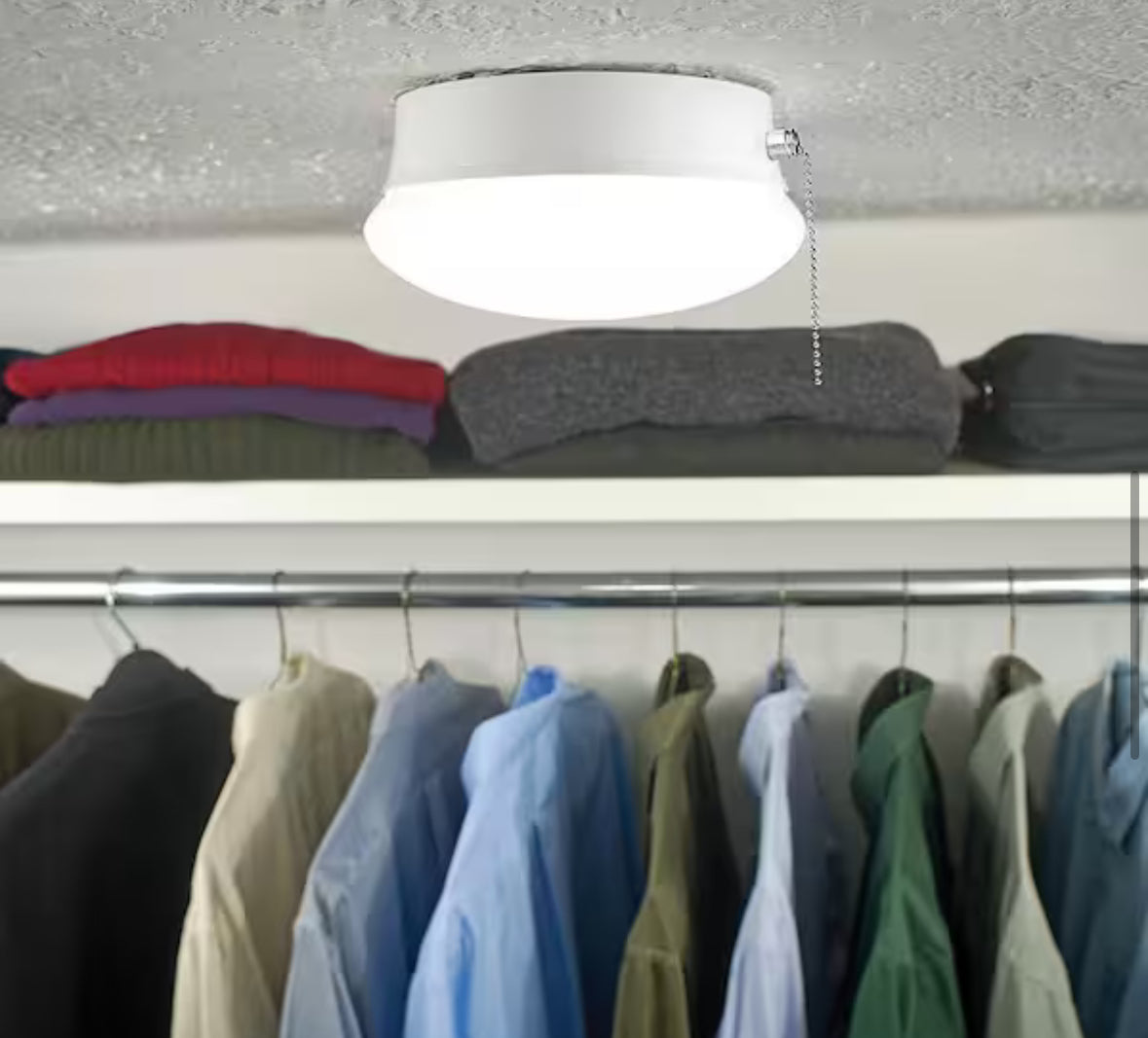 Spin Light 7 in. Closet Light with Pull Chain LED Flush Mount Ceiling Light 830 Lumens 4000K Bright White Basement Light