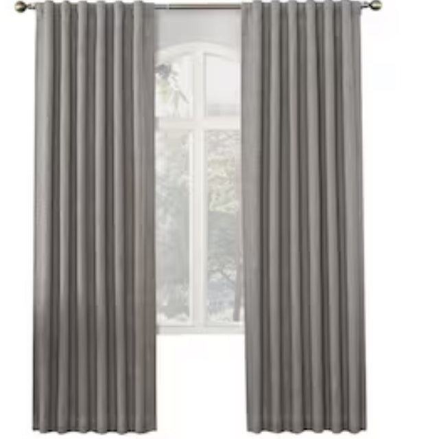 allen + roth 84-in Grey Room Darkening Thermal Lined Back Tab Single Curtain Panel