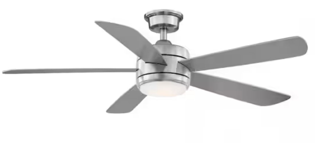 Averly 52 in. Indoor Brushed Nickel Ceiling Fan with Adjustable White Integrated LED with Remote Control Included