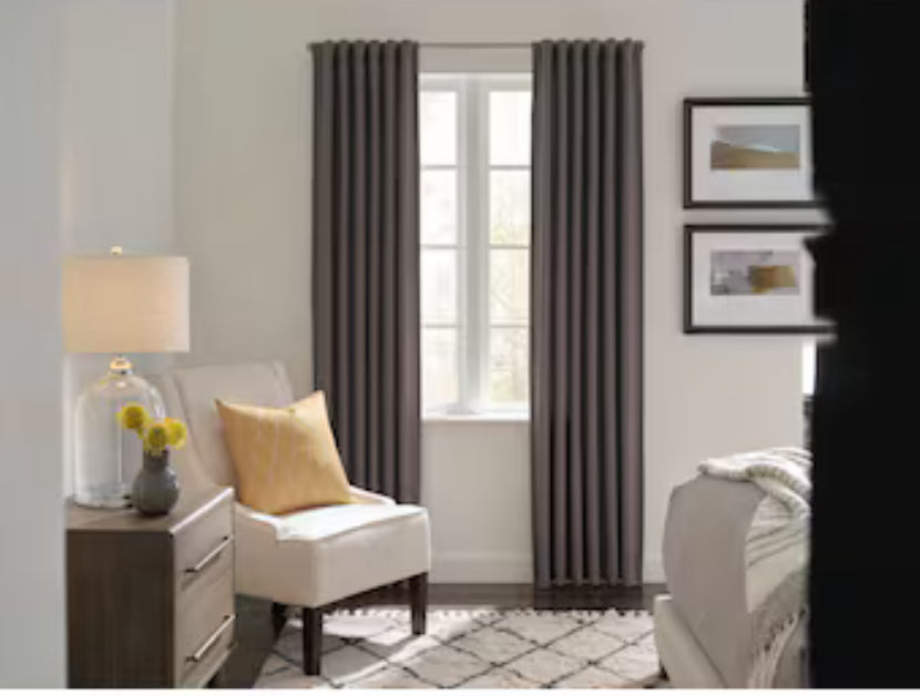 Origin 21 84-in Grey Poly/Cotton Room Darkening Standard Lined Grommet Single Curtain Panel