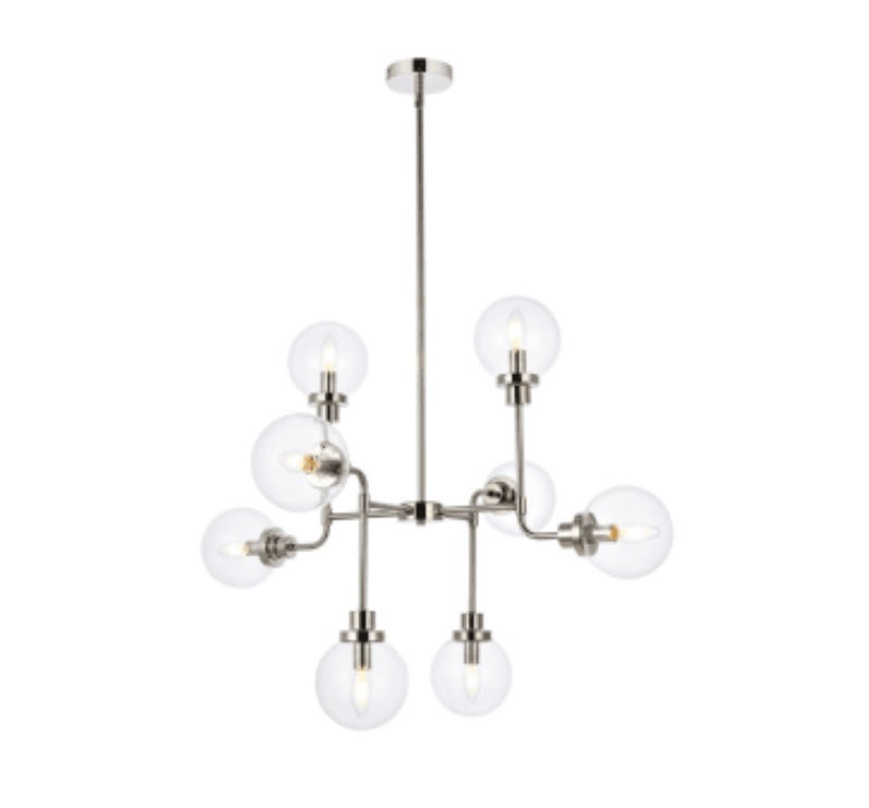 Elegant Lighting Hanson 8 Light 36" Wide Abstract Chandelier with Clear Glass Shades