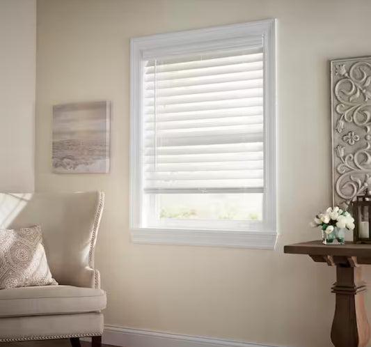 White Cordless Premium Faux Wood blinds