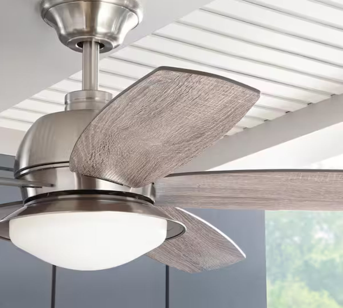 Ackerly 52 in. Indoor/Covered Outdoor LED Brushed Nickel Ceiling Fan with Light Kit and Remote Control