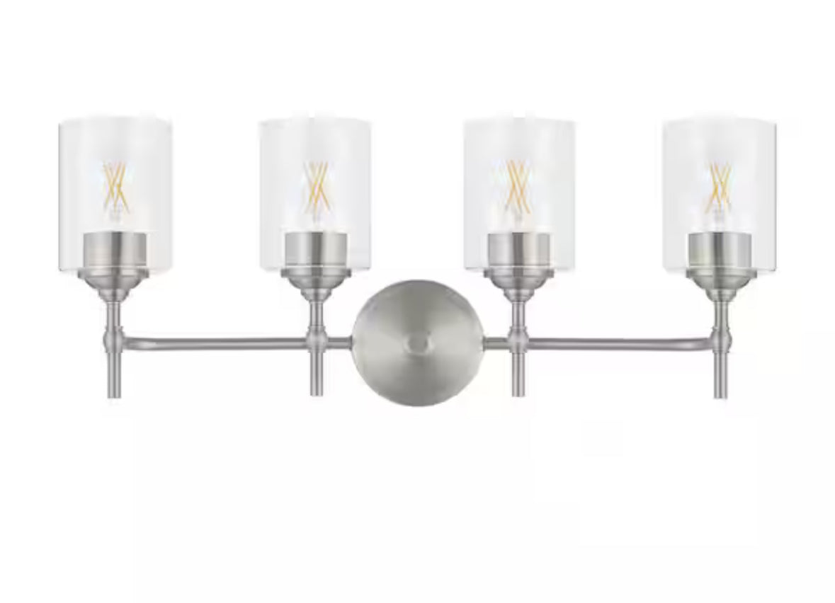 Ayelen 4-Light Brushed Nickel Modern Bathroom Vanity Light with Clear Glass