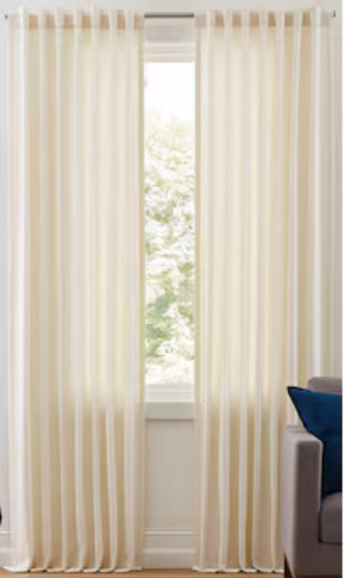 Origin 21 84-in Ivory Light Filtering Back Tab Single Curtain Panel