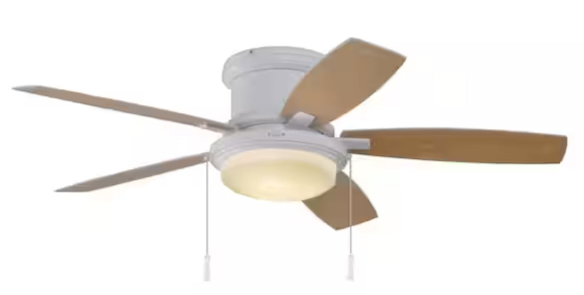 Roanoke 48 in. Indoor/Outdoor Wet Rated White Ceiling Fan with LED Bulbs Included