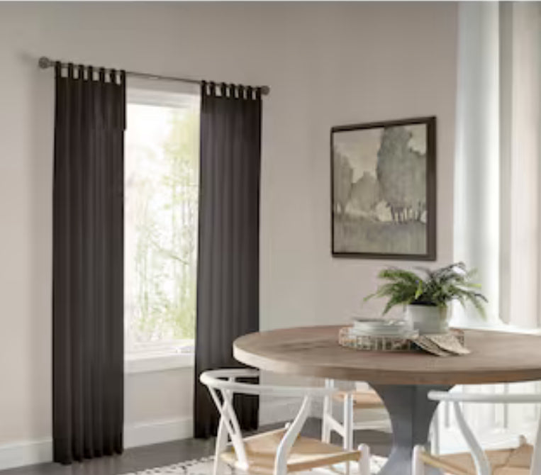 allen + roth 84-in Grey Light Filtering Tie Top Single Curtain Panel