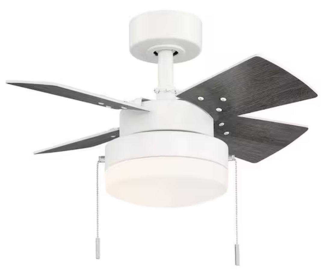 Metarie II 24 in. Indoor Matte White Ceiling Fan with Light