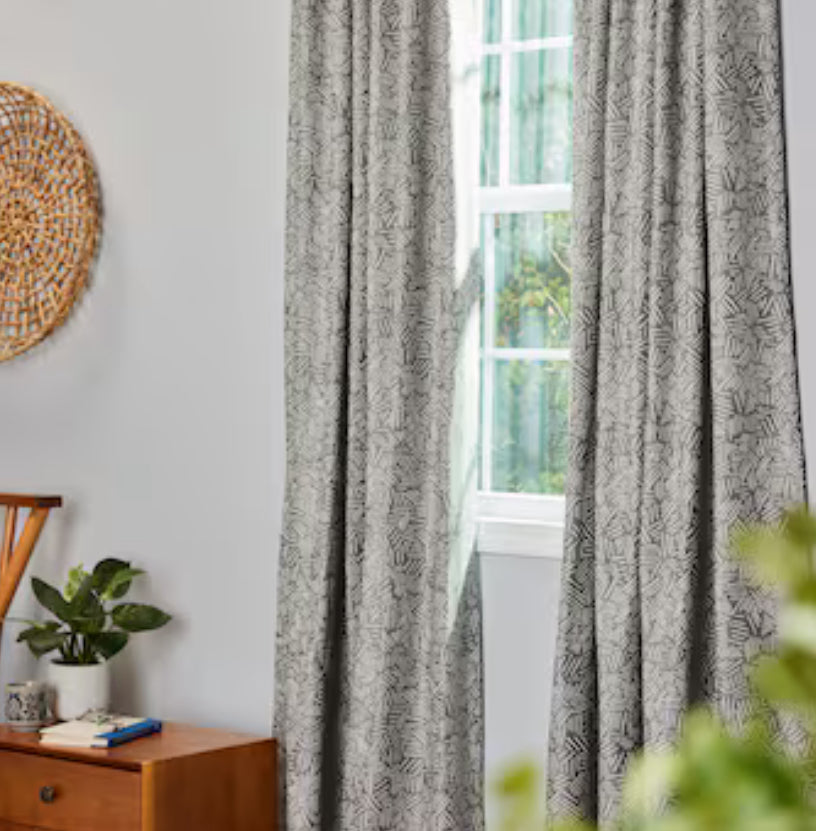 Origin 21 84-in Grey Abstract Room Darkening Thermal Lined Back Tab Single Curtain Panel