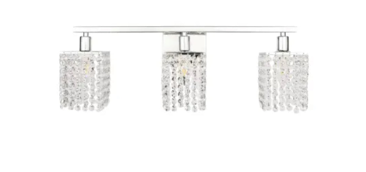 Elegant Lighting Phineas 3 Light 24" Wide Bathroom Vanity Light with Clear Royal Cut Crystals