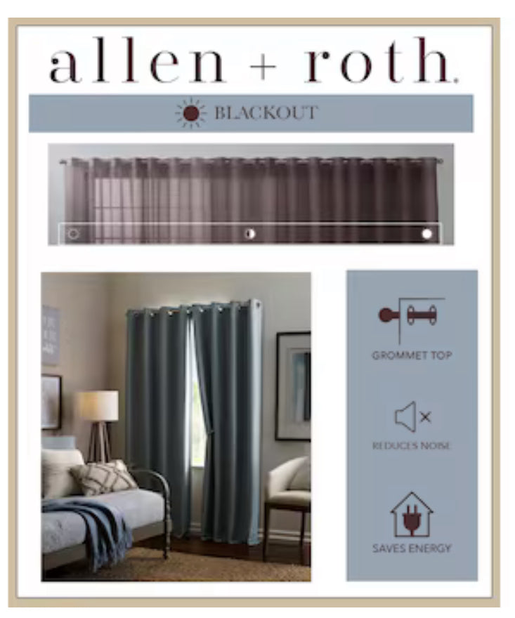 allen + roth 84-in Spa Geometric Blackout Thermal Lined Grommet Single Curtain Panel