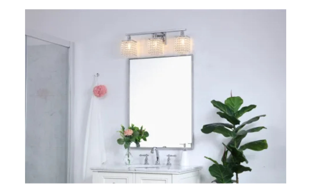 Elegant Lighting Phineas 3 Light 24" Wide Bathroom Vanity Light with Clear Royal Cut Crystals