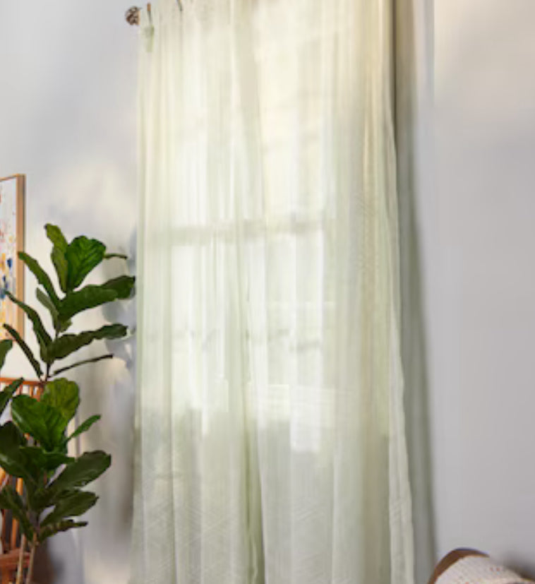 Origin 21 84-in Seagreen Geometric Light Filtering Top Tab Single Curtain Panel