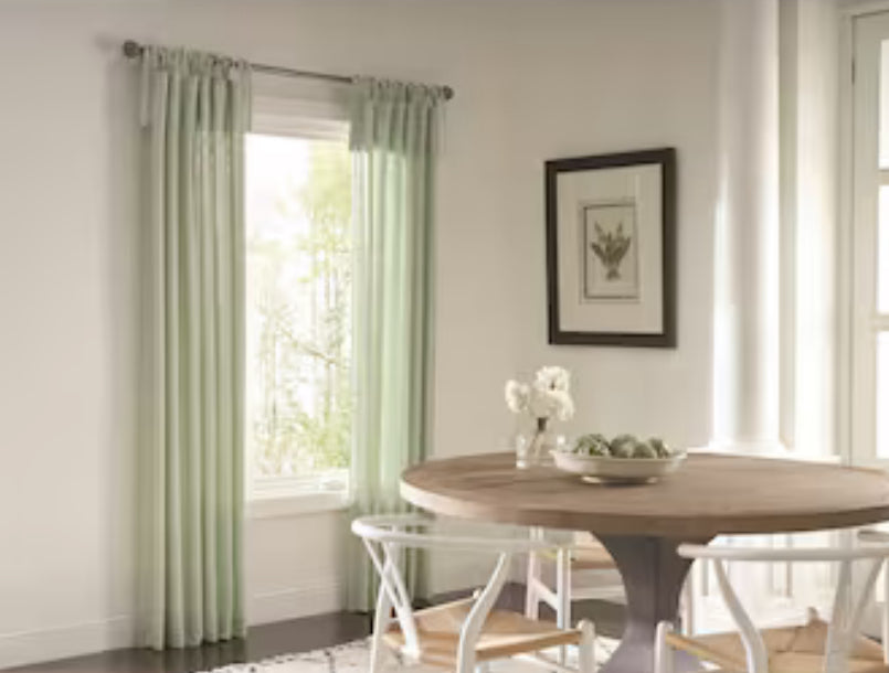 allen + roth 84-in Sea Green Light Filtering Tie Top Single Curtain Panel