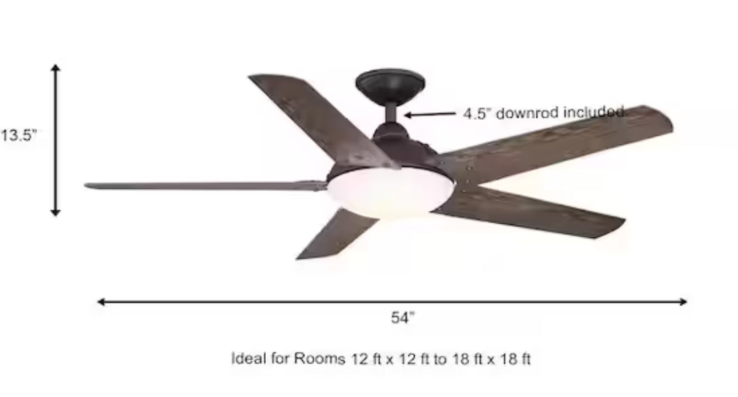 Draper 54 in. LED Outdoor Natural Iron Ceiling Fan with Remote Control