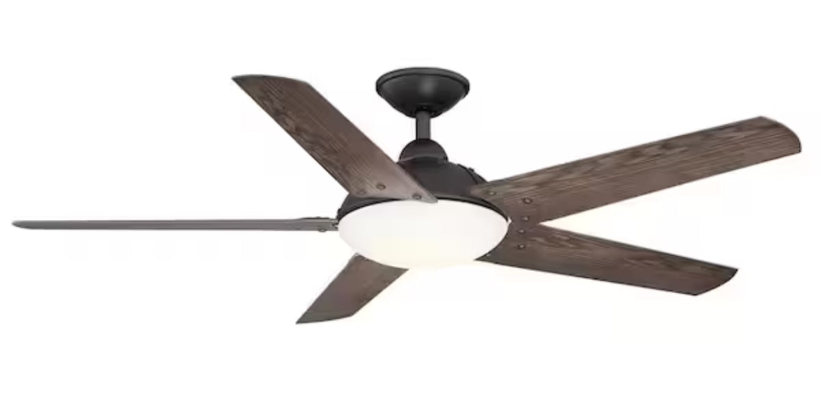 Draper 54 in. LED Outdoor Natural Iron Ceiling Fan with Remote Control