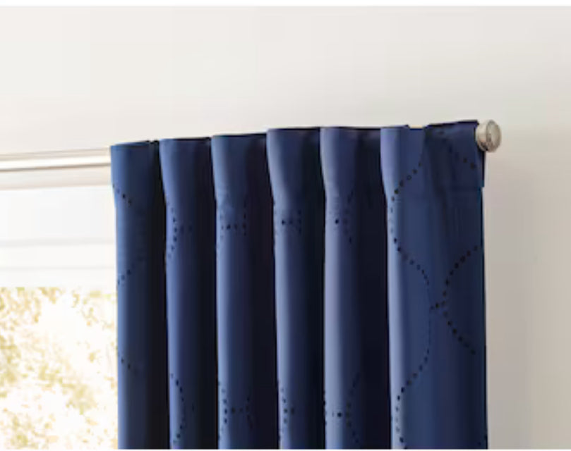 allen + roth 84-in Navy Geometric Blackout Thermal Lined Back Tab Single Curtain Panel