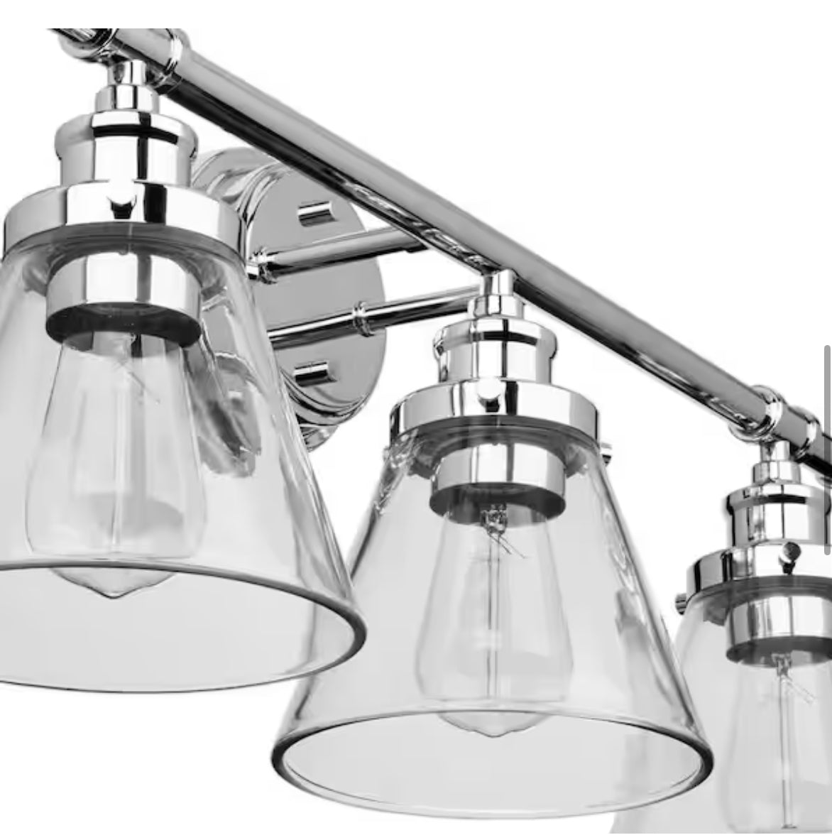 Parker 3-Light Chrome Vanity Light with Clear Glass Shades