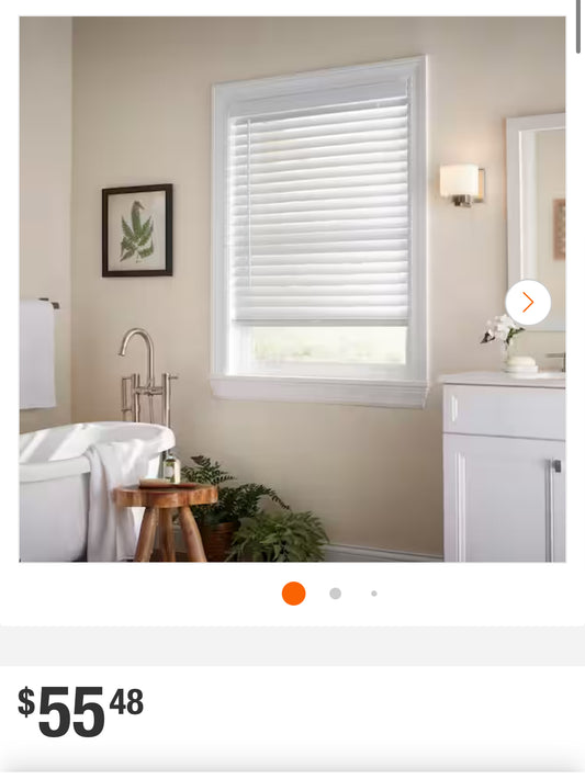 White Cordless Faux Wood Blinds for Windows with 2 in. Slats - 49.75 in. W x 48 in. L (Actual Size 49.25 in W x 48 in L)