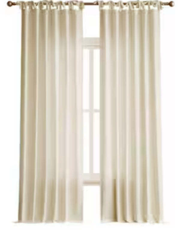 allen + roth 84-in Ivory Light Filtering Tie Top Single Curtain Panel