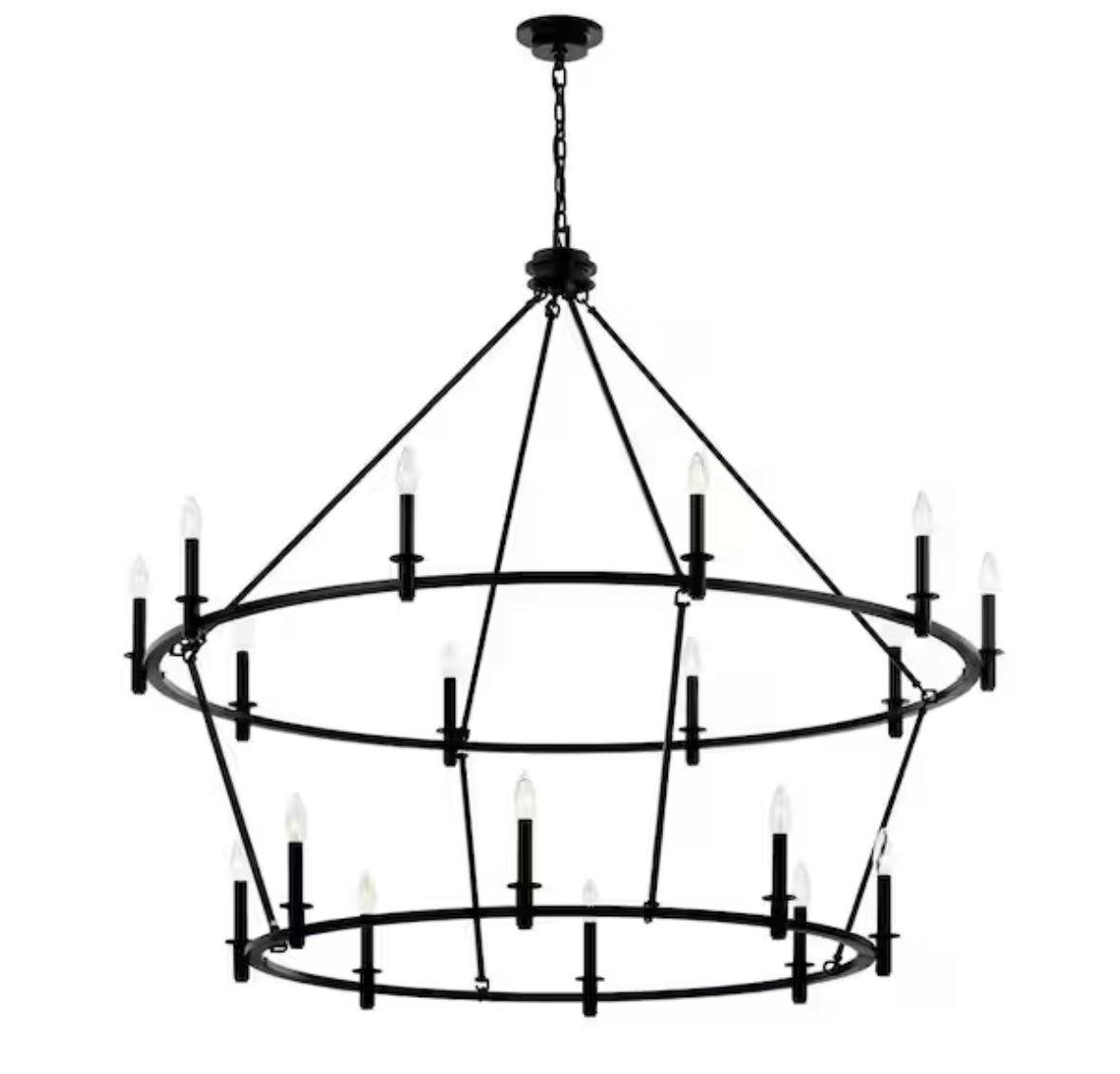 Carrick 54.25 in. 18-Light Black Traditional Candle Tiered Chandelier for Foyer