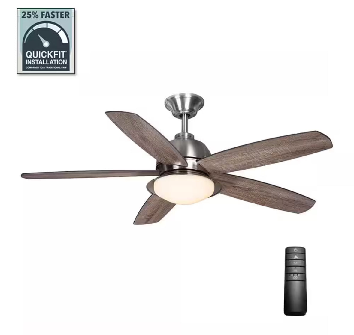 Ackerly 52 in. Indoor/Covered Outdoor LED Brushed Nickel Ceiling Fan with Light Kit and Remote Control