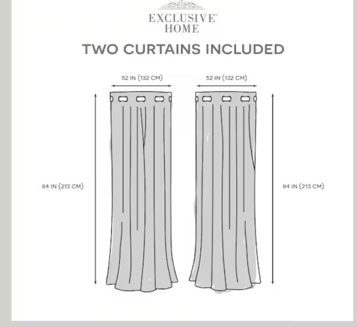 Burke Silver Solid Blackout Grommet Top Curtain, 52 in. W x 84 in. L (Set of 2)