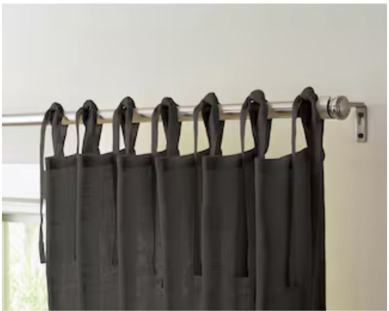 allen + roth 84-in Grey Light Filtering Tie Top Single Curtain Panel