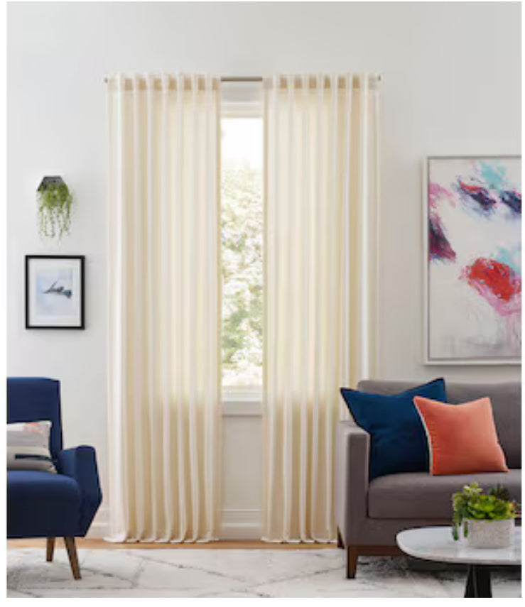 Origin 21 84-in Ivory Light Filtering Back Tab Single Curtain Panel