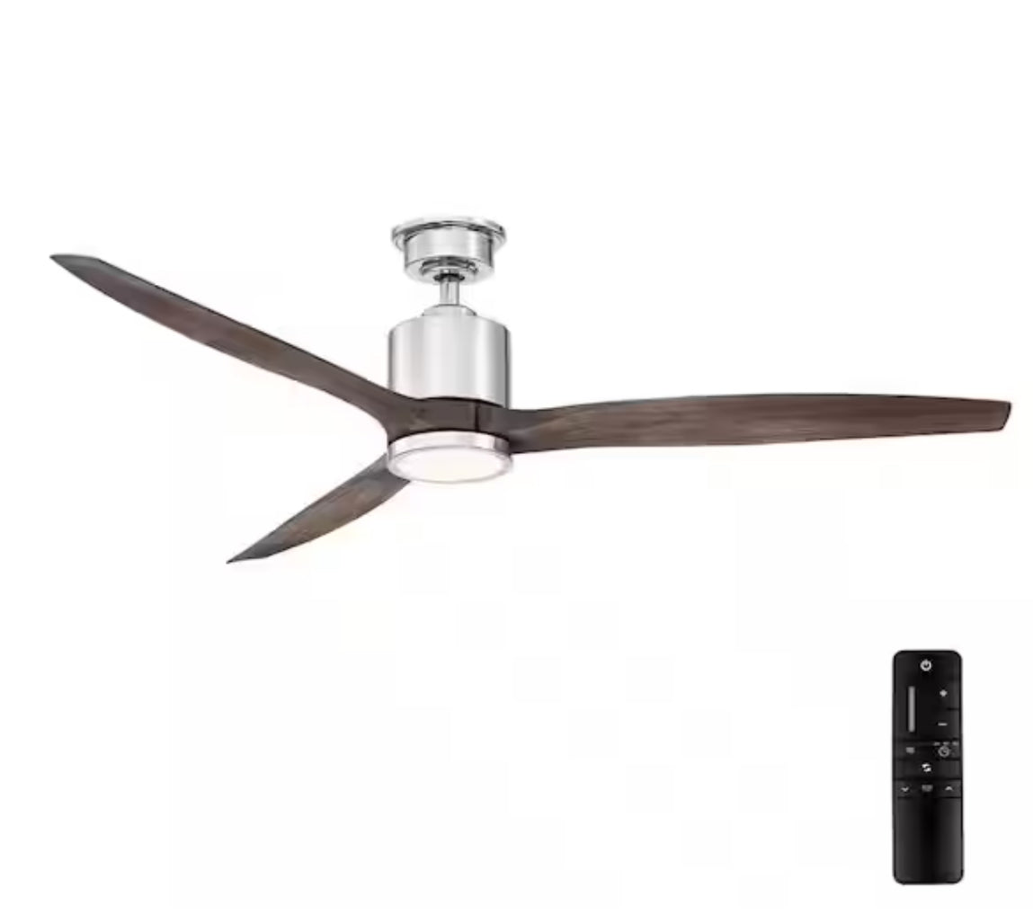 Triplex 60 in. LED Polished Nickel Ceiling Fan with Light