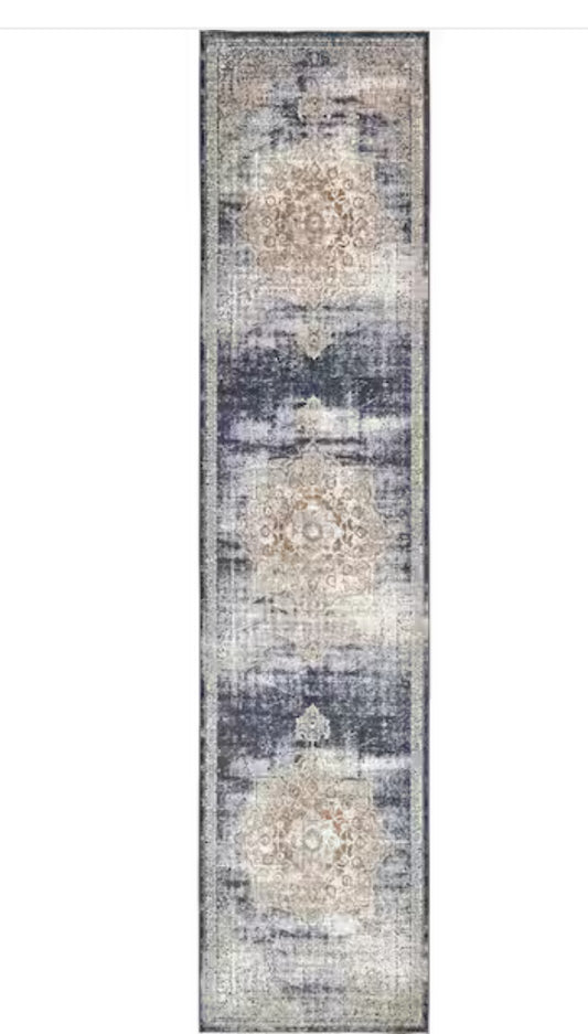Chateau Roosevelt Dark Blue 3' 0 x 13' 0 Runner Rug