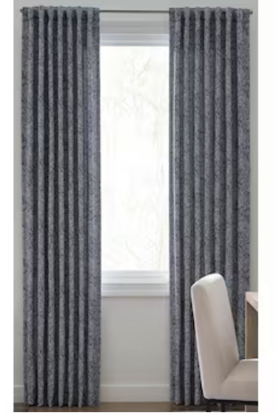 Origin 21 84-in Navy Abstract Room Darkening Thermal Lined Back Tab Single Curtain Panel