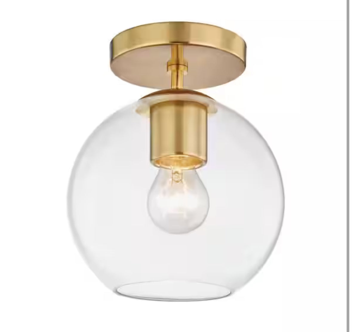 Vista Heights 8 in. 1-Light Aged Brass Semi Flush Mount Ceiling Light