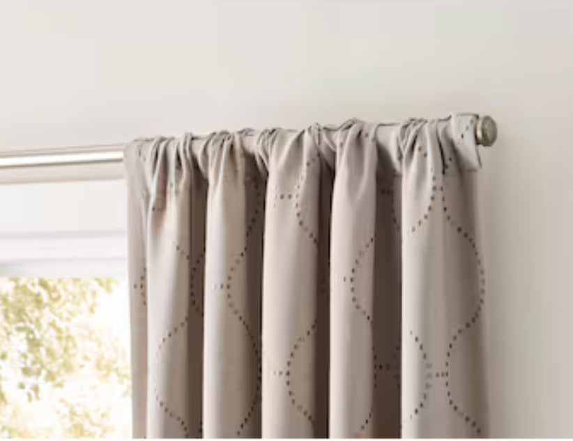 allen + roth 84-in Linen Geometric Blackout Thermal Lined Back Tab Single Curtain Panel